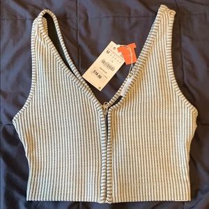 Zara black and white zip cropped tank sz M